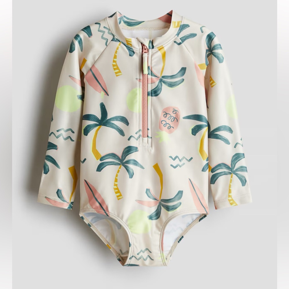 H&M Toddler Swim Suit Long Sleeve Rash Guard w/ Matching hat Sz 5t